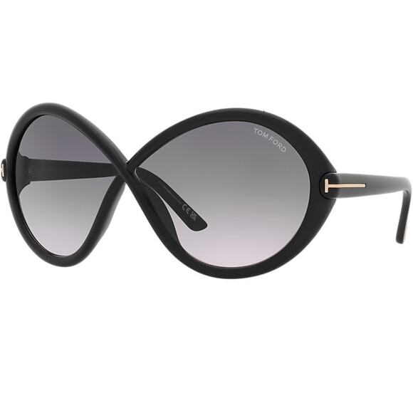 💎✨NEW✨💎NWT Tom Ford JADA FT 1070 Shiny BlackGrey Shaded Sunglasses - Picture 1 of 4